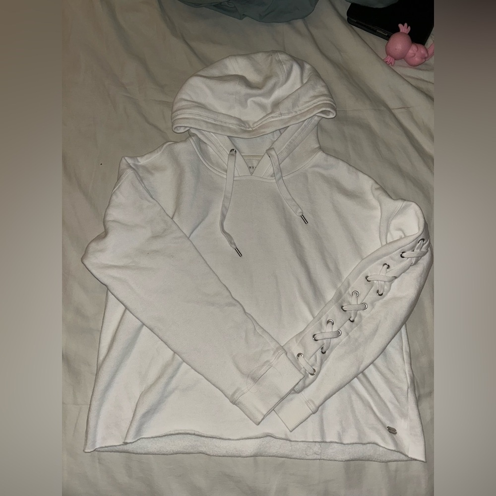 DKNY White Boxy Sweatshirt Hoodie